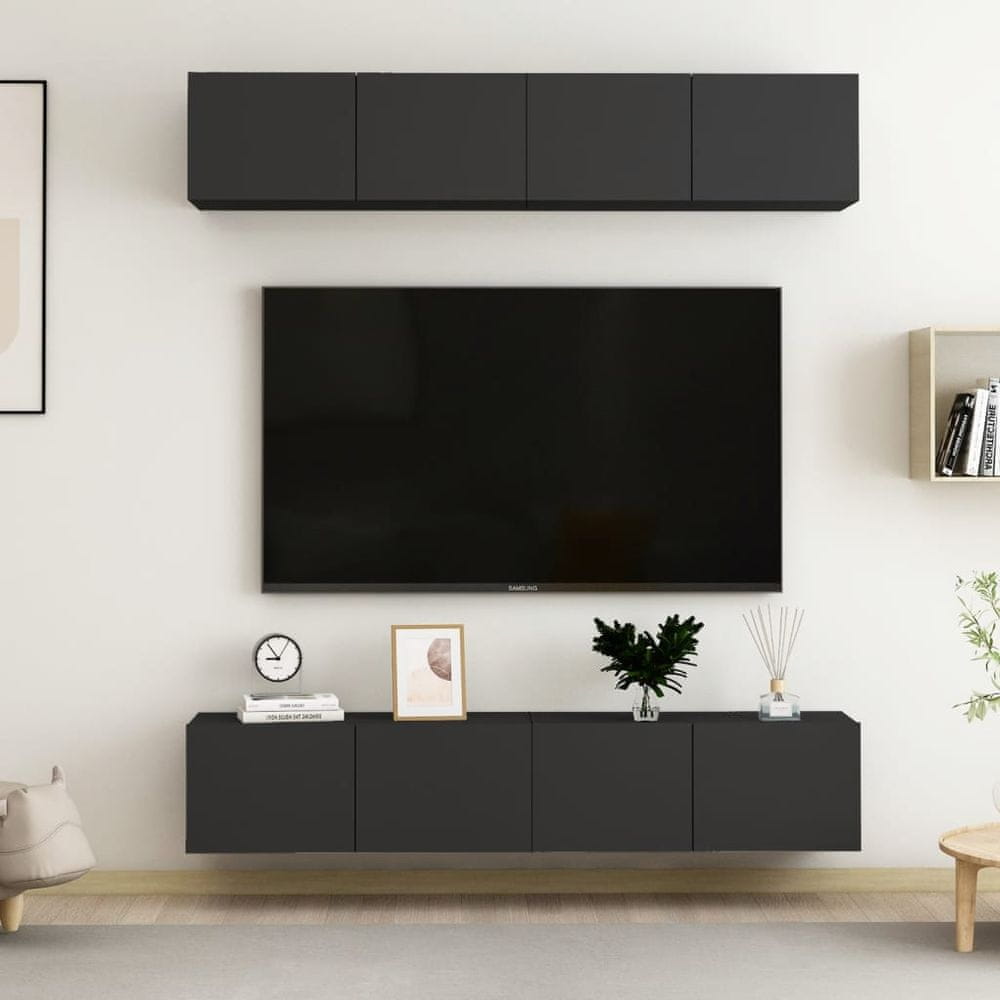 Vidaxl 4-dielna TV skrinky čierne 80x30x30 cm drevotrieska
